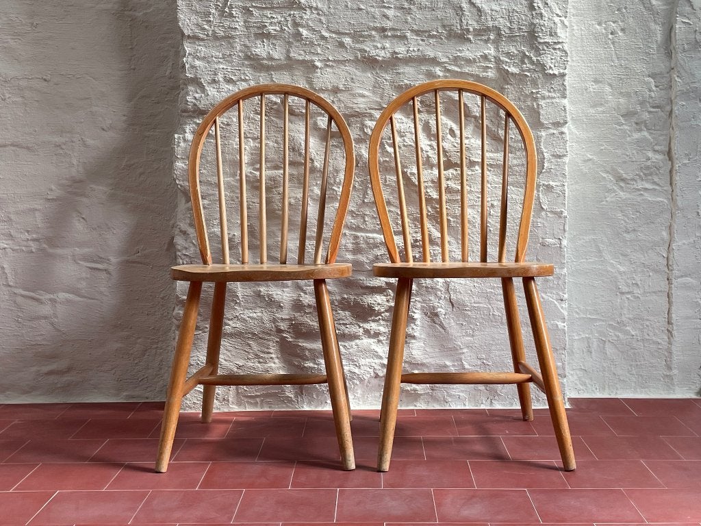 2 houten vintage spijlenstoelen – ook als set van 4, Huis en Inrichting, Ophalen, Gebruikt, Twee, Overige kleuren