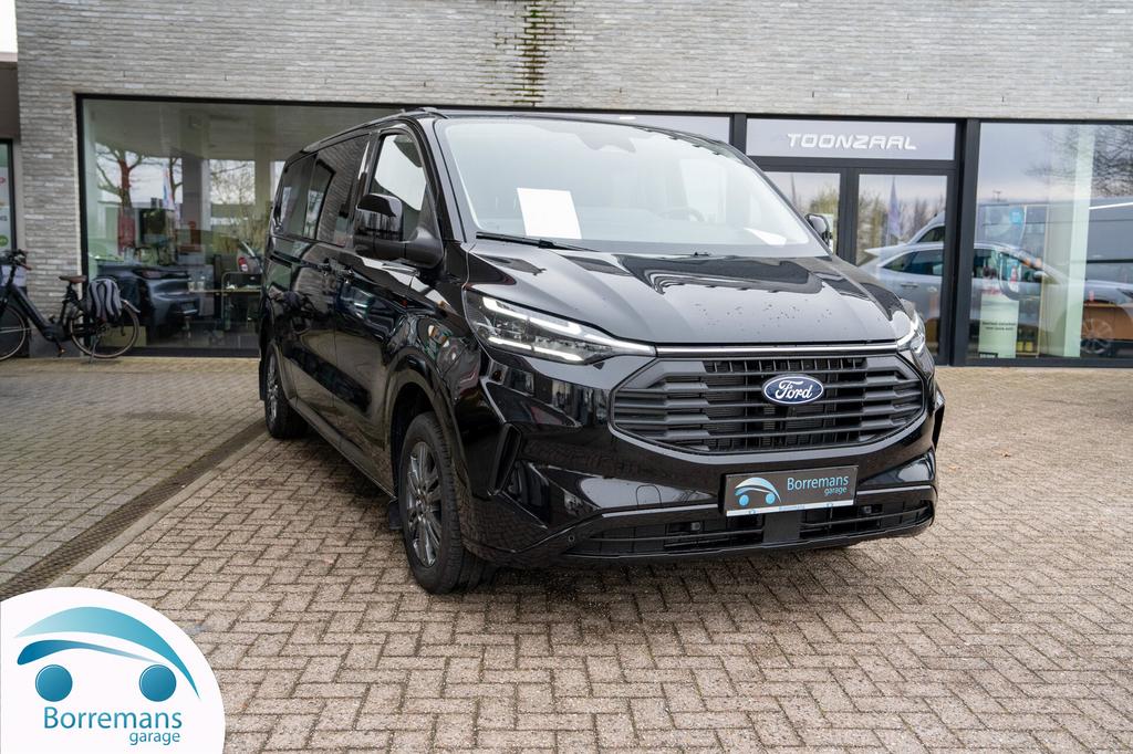Ford Transit Custom DC 6 PL  L2H1 2.0 D 170 PK Automaat LIM, Auto's, Bestelwagens en Lichte vracht, 1995 cc, Zwart, Diesel, 6 deurs