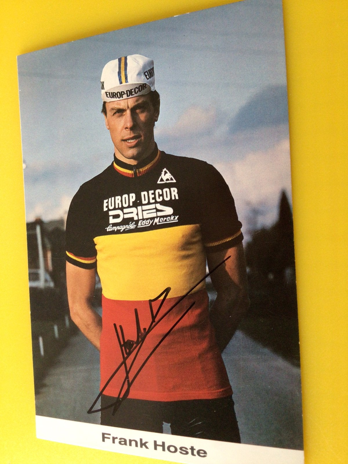 Wielerkaart 1983 bk team euro decor frank hoste signe, Envoi, Comme neuf