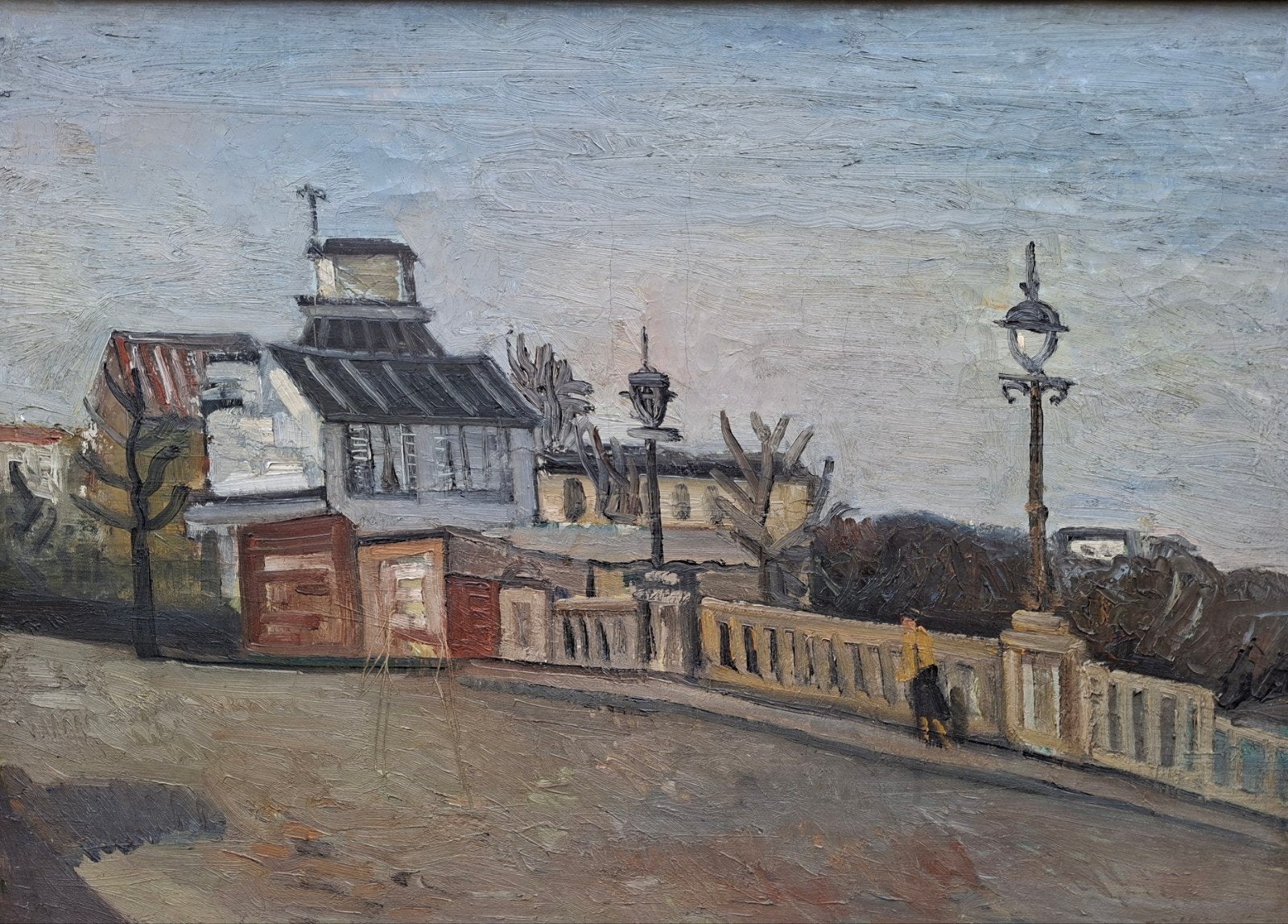 VINCK Jozef "Huizen aan de brug" olie op doek, Antiek en Kunst, Ophalen, Doek