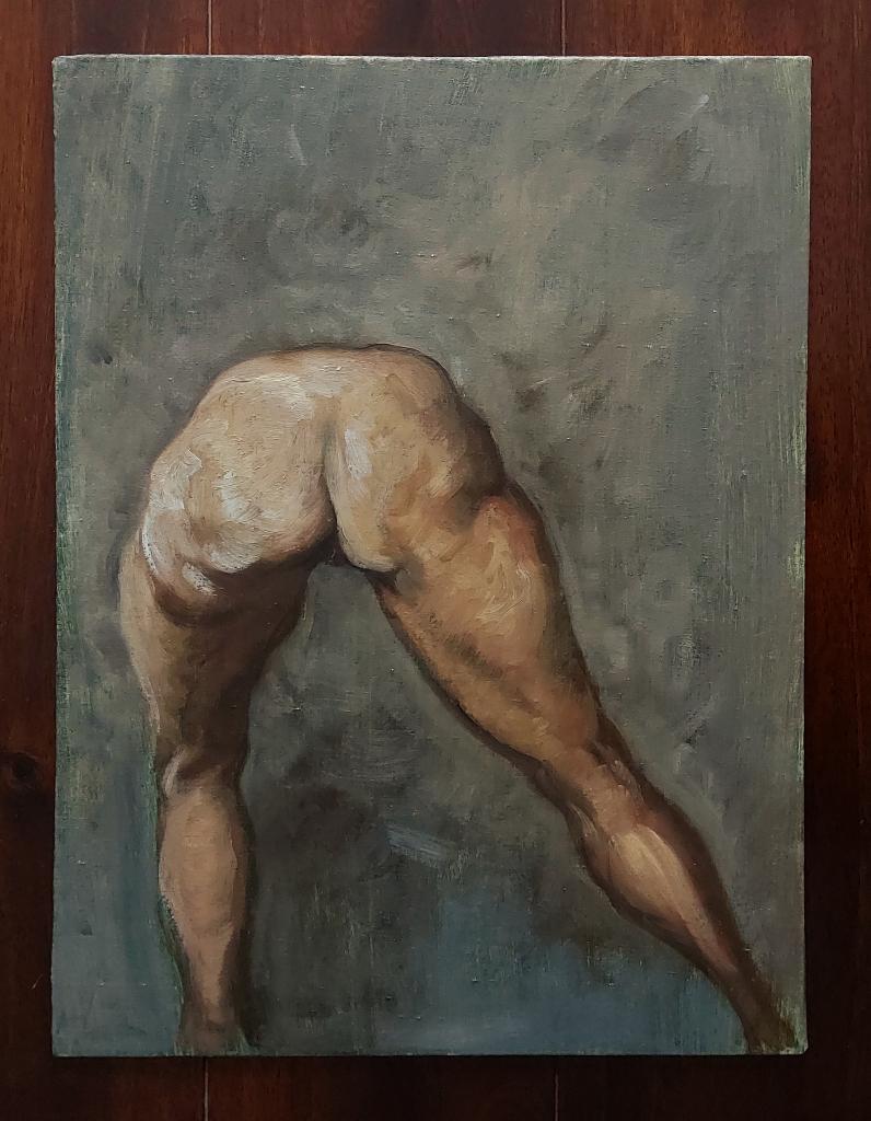 Schilderij/ Studie van Staand Naakt - Olieverf, Antiek en Kunst, Ophalen of Verzenden