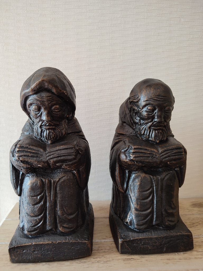 2 monniken. Vintage boekensteunen, prachtige bronskleur, Antiek en Kunst, Ophalen of Verzenden