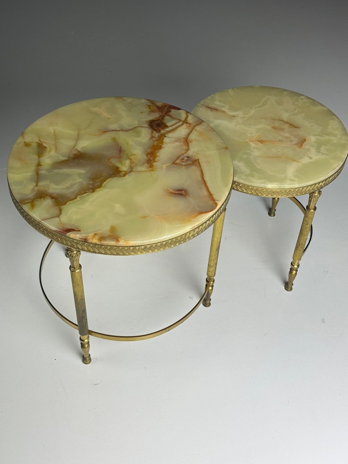 Ensemble de deux tables d'appoint vintage en onyx, Maison & Meubles, Tables | Tables d'appoint, Comme neuf, Enlèvement