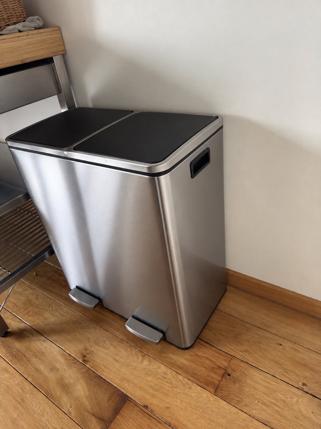 Poubelle double compartiment inox, Huis en Inrichting, Ophalen, Zo goed als nieuw, Inox