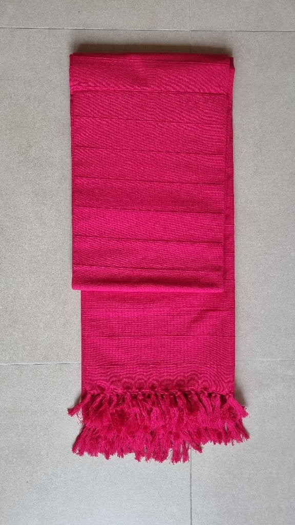 2x Grand Foulard / plaid donker roze Casa katoen, 210 cm, Enlèvement ou Envoi, Rose, Avec franges/pompons