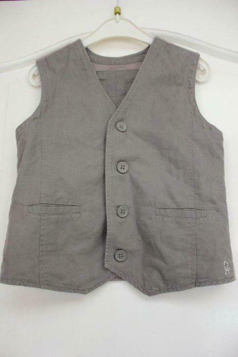 Gilet OKAIDI taupe en lin (8 ans), Enlèvement ou Envoi, Utilisé, Garçon, Pull ou Veste