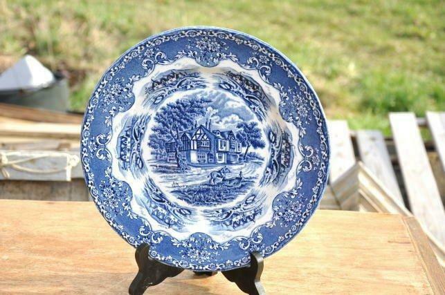 assiette anglaise bleu auberge, Ophalen of Verzenden