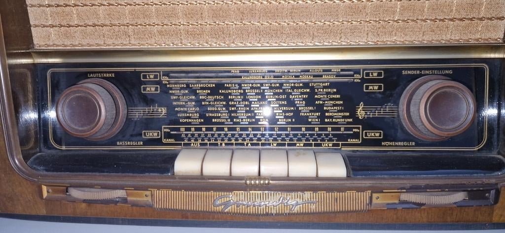 Antieke radio met buizen, Enlèvement, Comme neuf, Radio