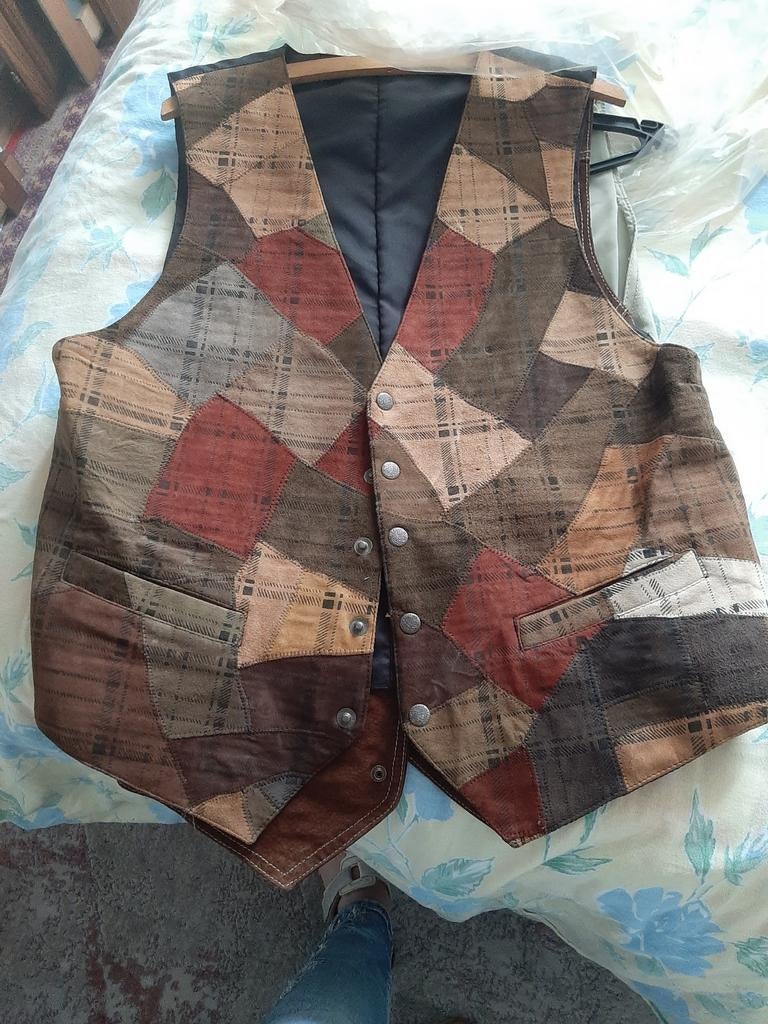 Gilet  man in leder maat 50 classe bedrukt, Kleding | Heren, Kostuums en vesten, Ophalen, Maat 48/50 (M), Zwart