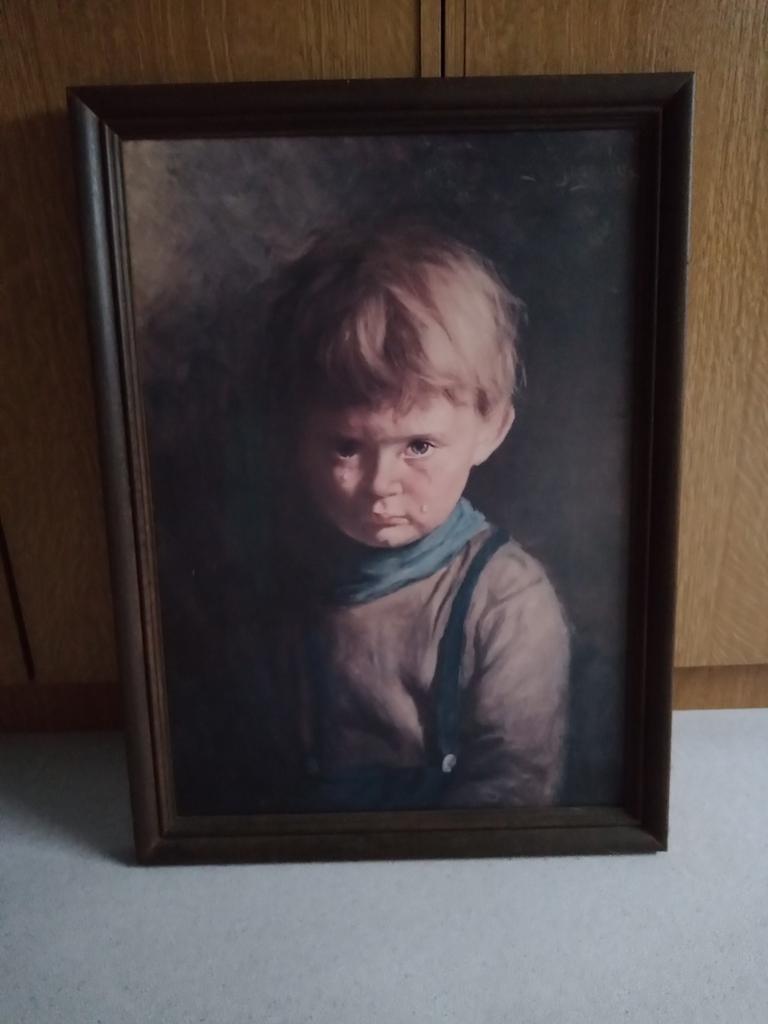 schilderij huilende jongen, Antiek en Kunst, Ophalen