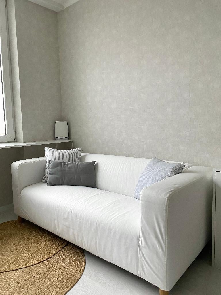 Nieuwstaat zetel met 2 hoezen wit en grijs + 2 set poten, Ophalen, 150 tot 200 cm, Tweepersoons, 75 tot 100 cm