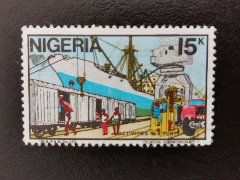 Nigeria 1986 - haven, schip, Postzegels en Munten, Postzegels | Afrika, Ophalen of Verzenden, Nigeria, Gestempeld