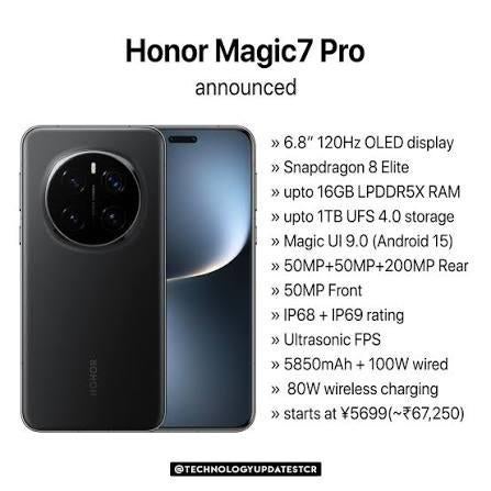 Smartphones Honor Magic 7 pro garantie 15/04/27 livr gratuit