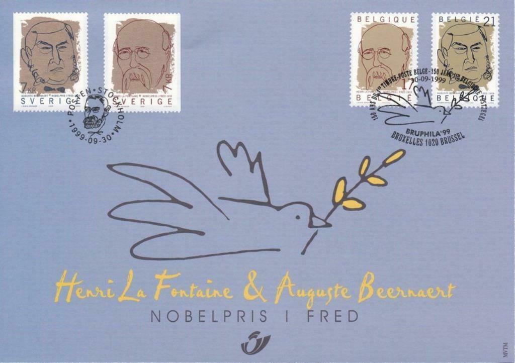 Carte-souvenir Prix Nobel de la Paix 30.09.1999, Ophalen of Verzenden, Gestempeld, Overige thema's