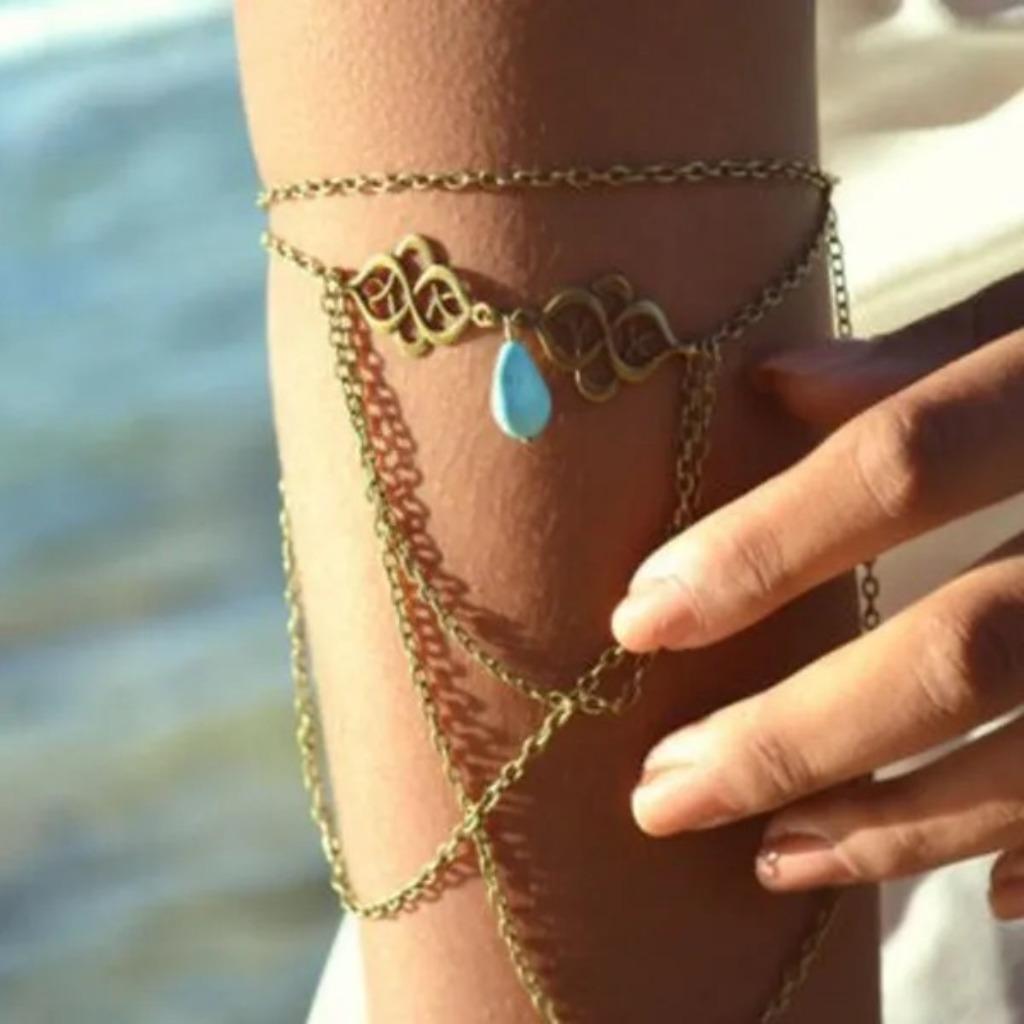 joli bracelet esclave avec pierre turquoise  envoi par la po, Envoi, Neuf, Bleu