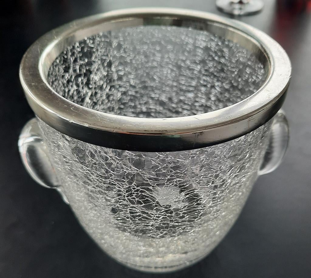 Vintage crackle glas ijsemmer / wijnkoeler, Huis en Inrichting, Ophalen of Verzenden, Glas