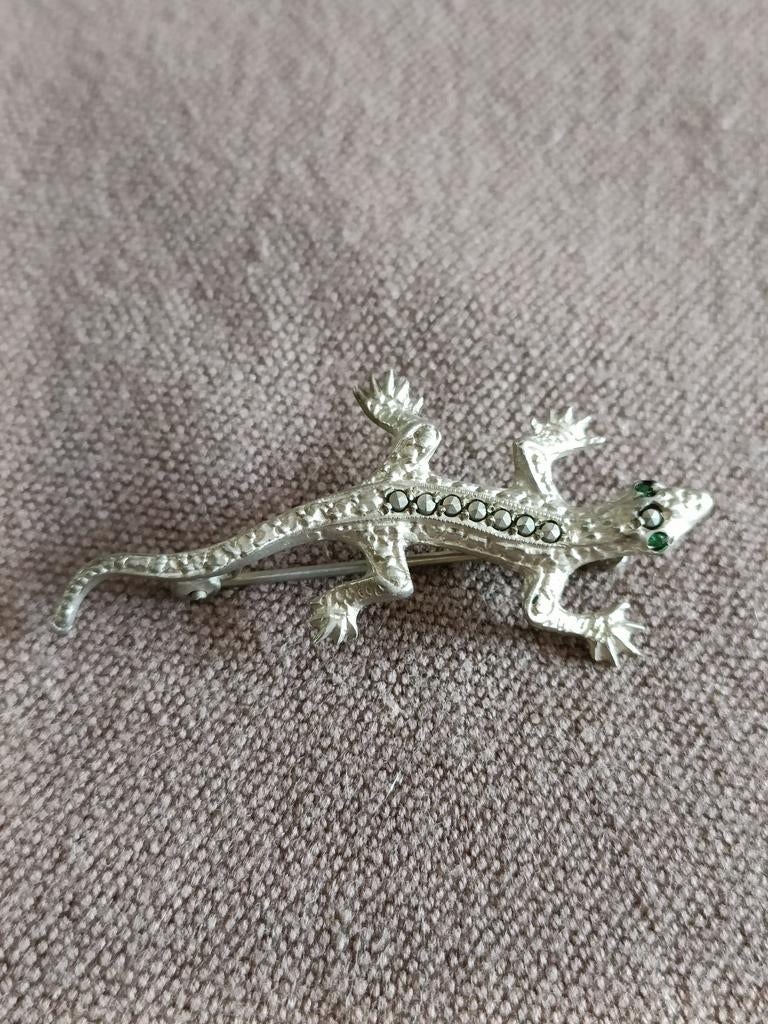 Broche lézard en argent et marcassite, Enlèvement ou Envoi, Argent