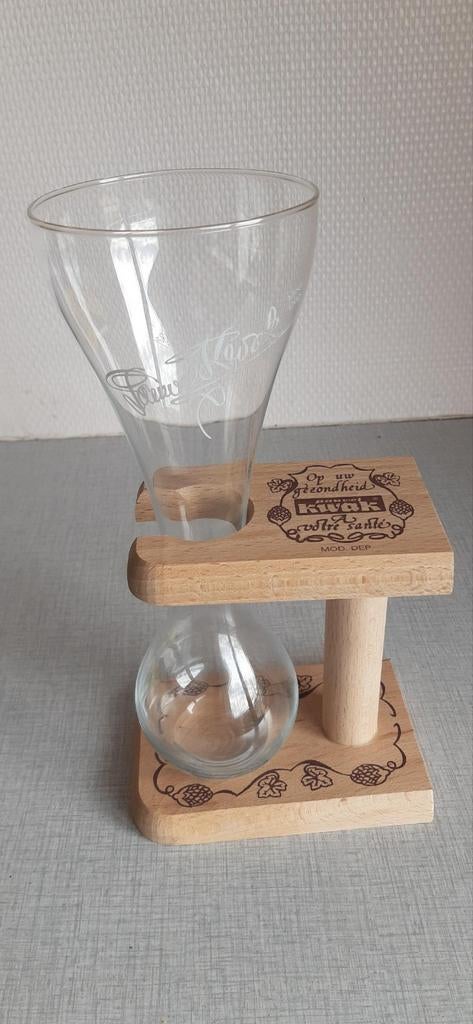 Bier :  kwak glas met houten staander, Ophalen of Verzenden, Nieuw, Glas of Glazen, Overige merken
