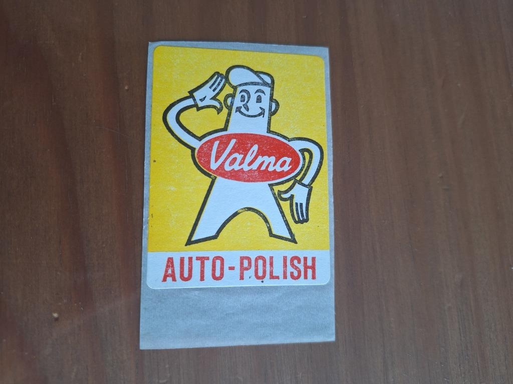 Vintage sticker Valma auto polish, Ophalen of Verzenden, Gebruikt, Merk