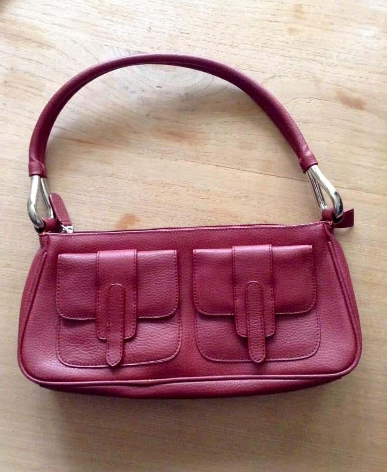 Vintage Sac à main bordeaux en cuir, Enlèvement ou Envoi, Neuf, Autres couleurs, Sac à main