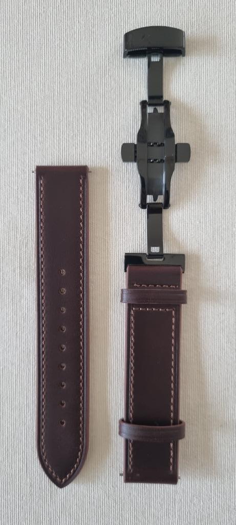 Lederen horlogebandje 20mm met vlindersluiting (new), Enlèvement ou Envoi, Neuf