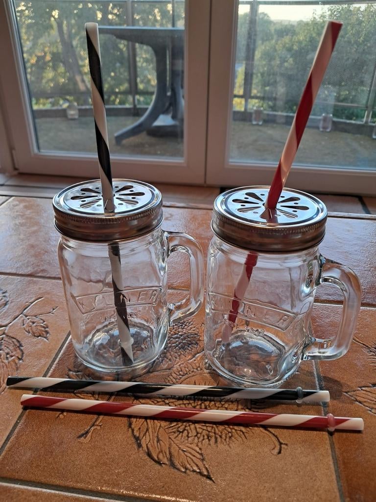 Set van 2 Kilner-mokken, Gebruikt, Ophalen of Verzenden, Glas, Overige stijlen