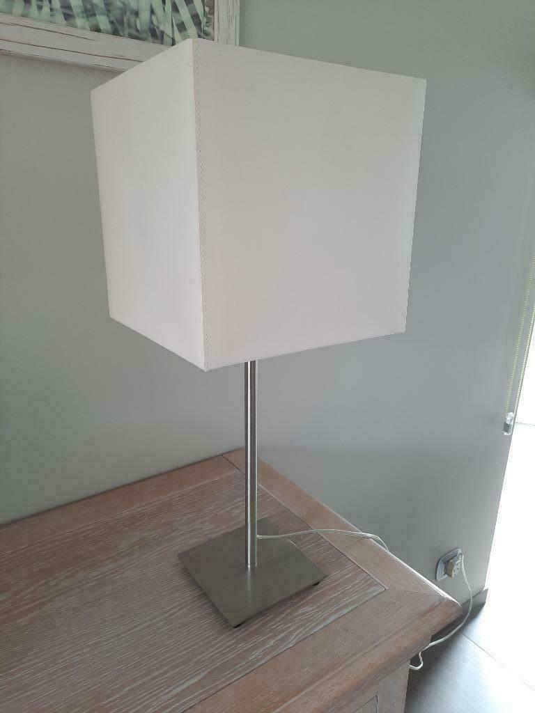 Inox tafellamp/ schemerlamp. Totale hoogte : 61 cm  op 25 cm, Ophalen, Zo goed als nieuw, Metaal