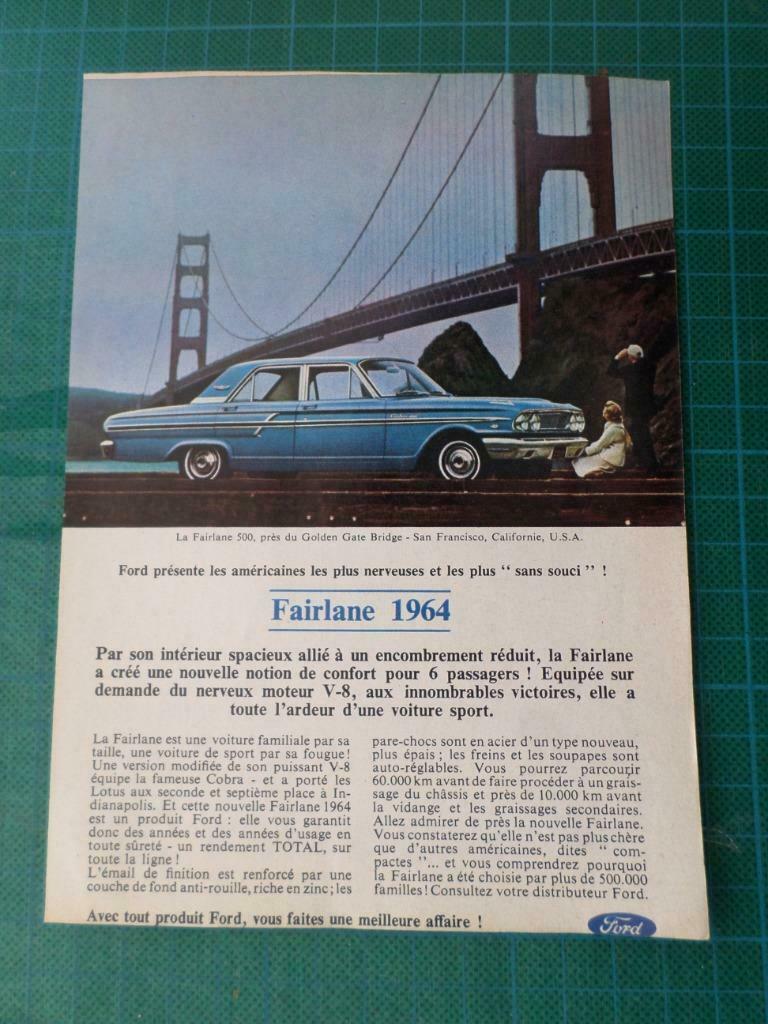 Ford fairlane 500 - publicité papier - 1963, Ophalen of Verzenden, Gebruikt, Overige typen