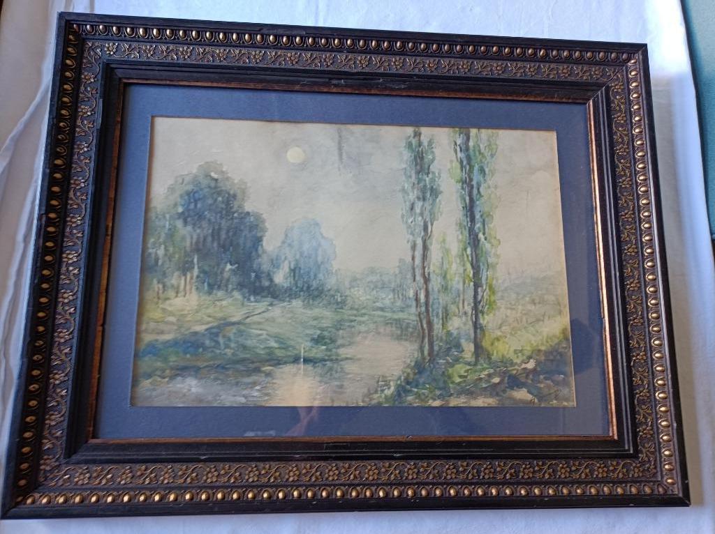Gustav Bamberger : aquarel landschap, Antiek en Kunst, Kunst | Schilderijen | Klassiek, Ophalen