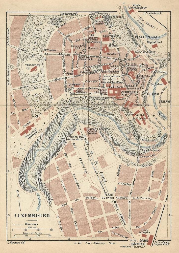 1924 - Luxemburg / Luxembourg plan de la ville, Ophalen of Verzenden