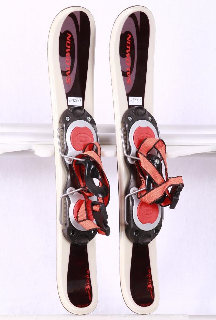 60 skis à lame de neige SALOMON, blanc/noir + Salomon TL9, Moins de 100 cm, Carving, Enlèvement ou Envoi, Skis