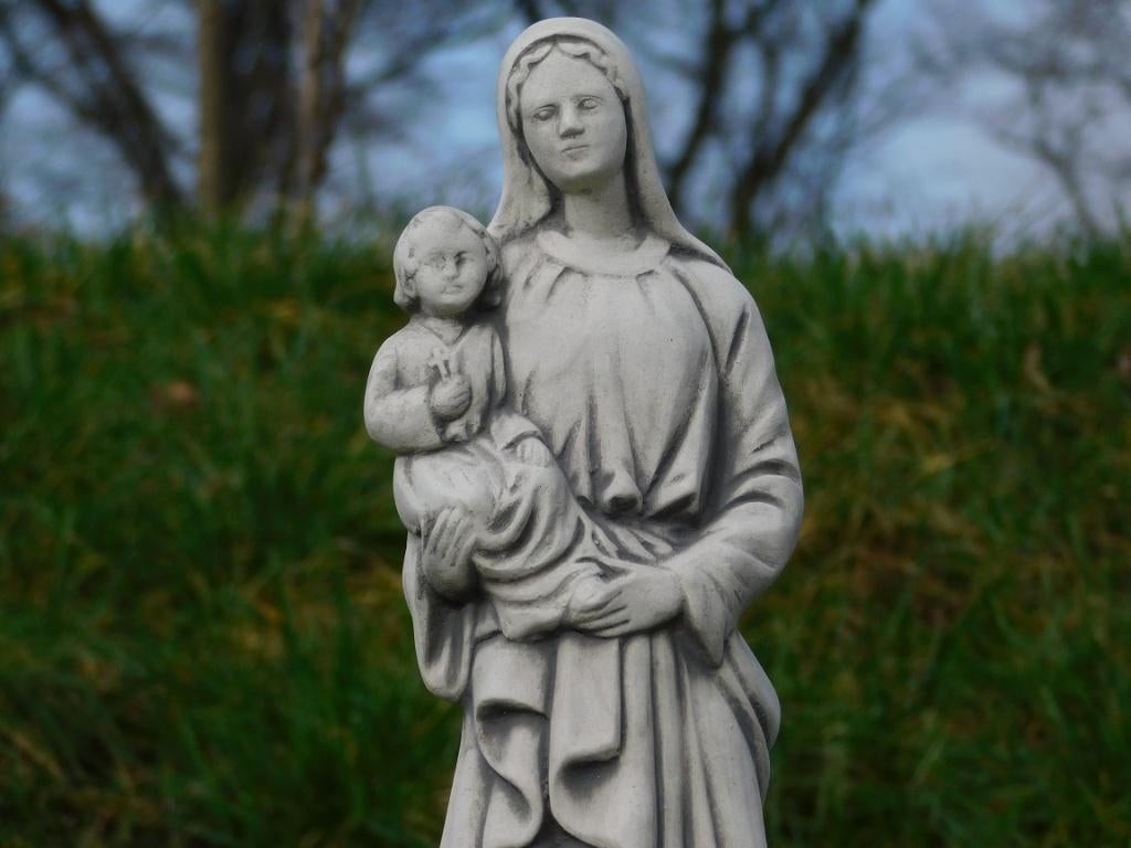 Statue de Marie et de l'Enfant - 42 cm - Pierre, Jardin & Terrasse, Enlèvement ou Envoi, Pierre, Homme