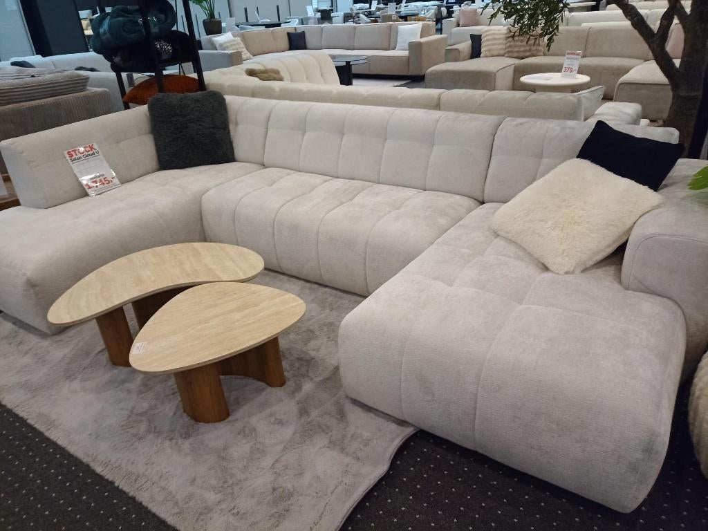 TI Hoeksalon 'Cloud U' in beige stof B 352/201cm/D 165 cm, Nieuw, 125 cm of meer, Ophalen of Verzenden, Stof