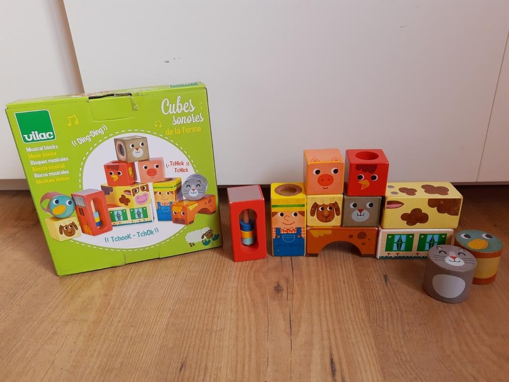 Vilac houten muziekblokken op de Boerderij, Kinderen en Baby's, Ophalen of Verzenden, Zo goed als nieuw, Overige typen