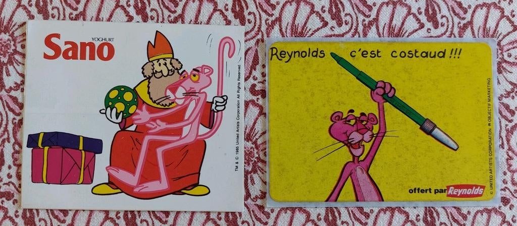 2 autocollants Panthère Rose, Enlèvement ou Envoi, Comme neuf, Bande dessinée ou Dessin animé