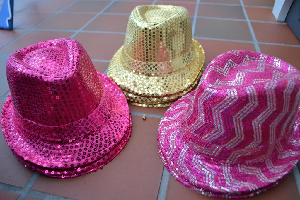 10 glitter hoeden rose/ goud verkleden carnaval, Ophalen of Verzenden, Nieuw, Accessoires