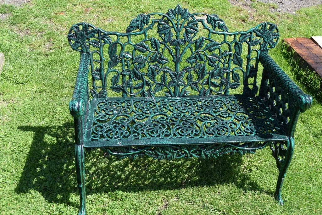 Banc de jardin en fonte patinée, Ophalen, Gebruikt, Overige materialen