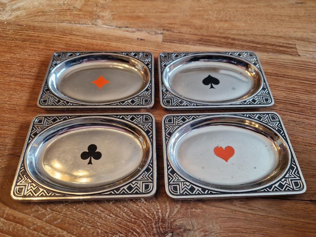 Vintage metalen asbakjes voor op kaarttafel, Enlèvement ou Envoi