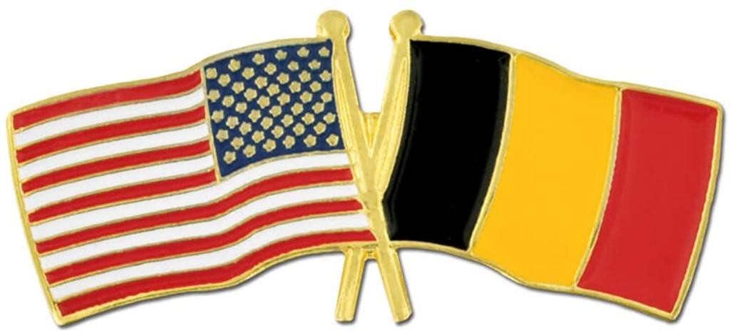 2 x pin USA & België  gekruiste vriendschapsvlag, Verzenden, Nieuw