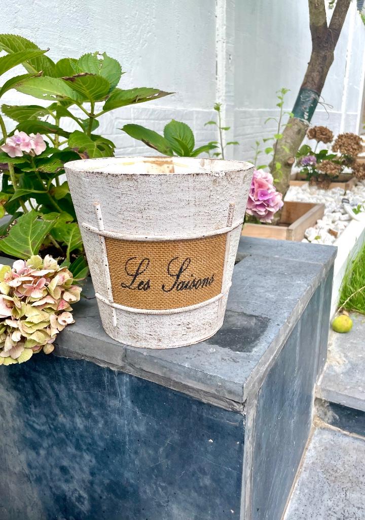 Landelijke Houten plantenbak / bloempot, Tuin en Terras, Bloempotten, Ophalen of Verzenden, Zo goed als nieuw