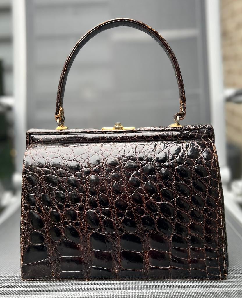 Sac à main vintage, Enlèvement, Utilisé, Brun, Sac à main