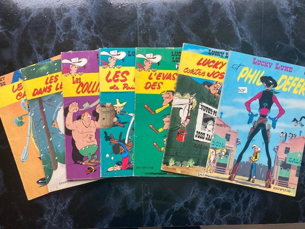 Série de 7 albums Lucky Luke - année 77/79, Livres, BD, Plusieurs BD, Enlèvement ou Envoi, Utilisé