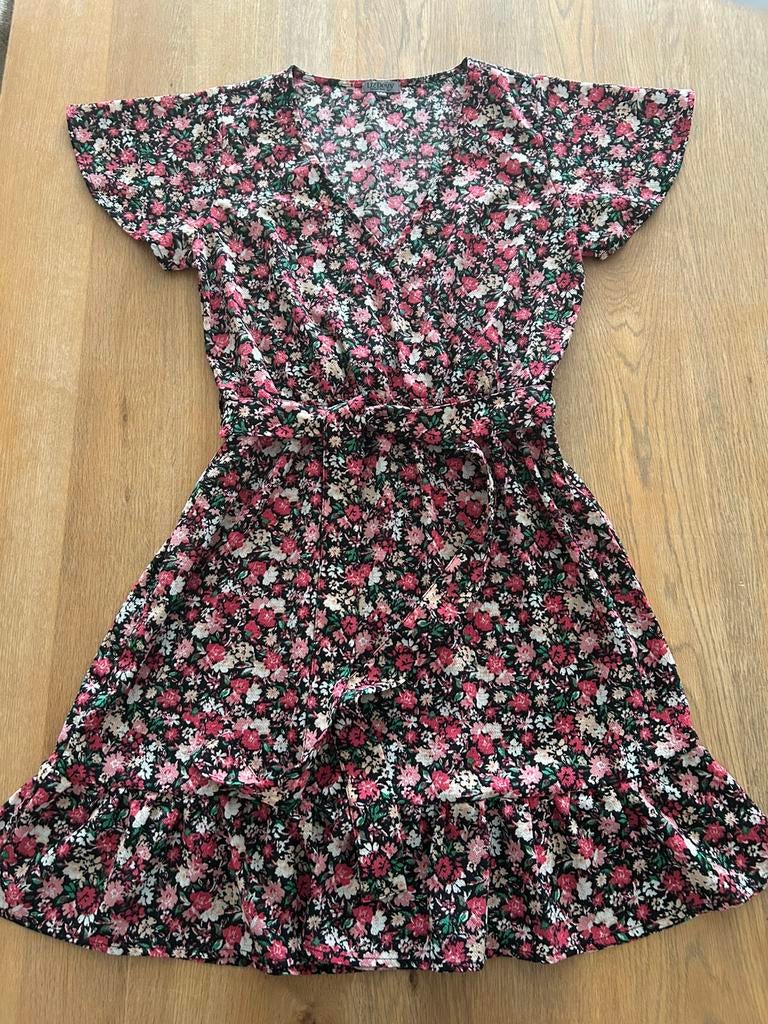 Zwarte bloemen jurk Liz Devy maat M, Kleding | Dames, Maat 38/40 (M), Liz Devy, Overige kleuren, Ophalen of Verzenden