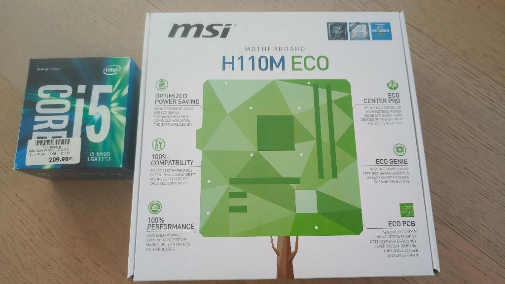 i5 6500 + H110 mobo, LGA 1151, Enlèvement ou Envoi, 4-core, 3 à 4 Ghz