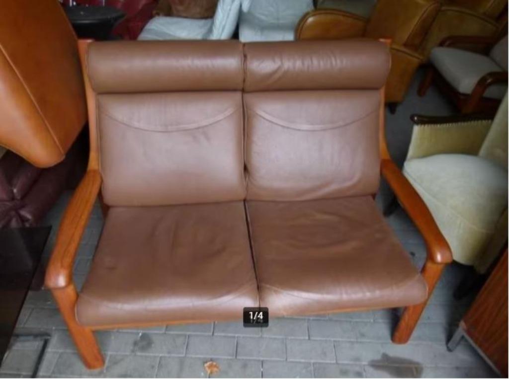 vintage sofa Holstebro teak leder Denmark, Ophalen, Huis en Inrichting