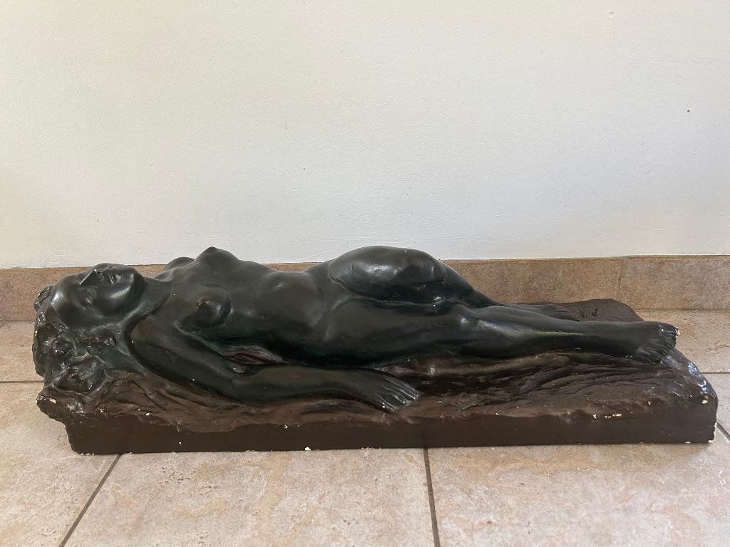 ART NOUVEAU gipssculptuur van een naakte vrouw, Antiek en Kunst, Ophalen of Verzenden