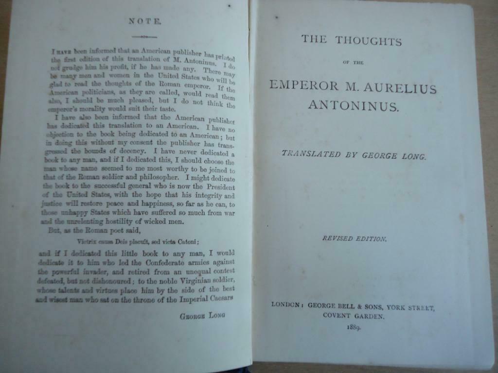 1889 'the thoughts of Marcus Aurelius' George Long London, Ophalen of Verzenden