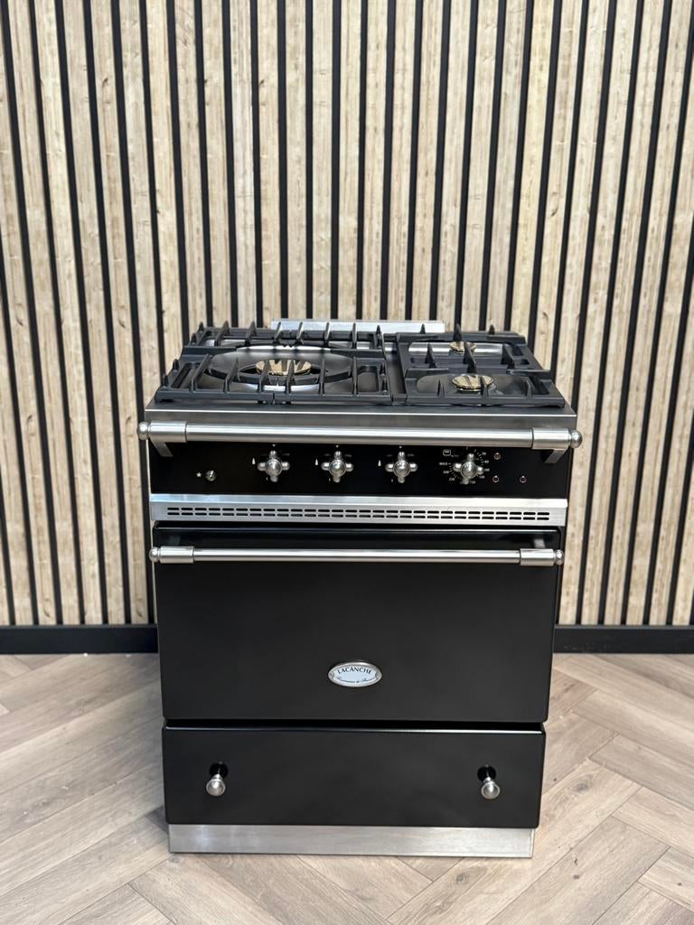 Poêle Lacanche de luxe 70cm noir + gaz en très bon état, Electroménager, Cuisinières, Enlèvement ou Envoi, Comme neuf, Gril, Électrique