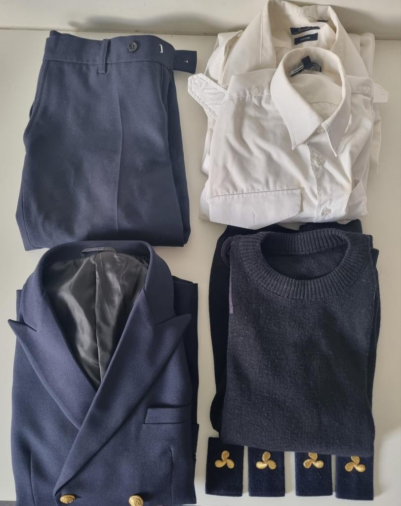 Uniform van de Maritieme Academie Antwerpen, Kleding | Heren, Kostuums en vesten, Gedragen, Maat 48/50 (M), Blauw, Ophalen