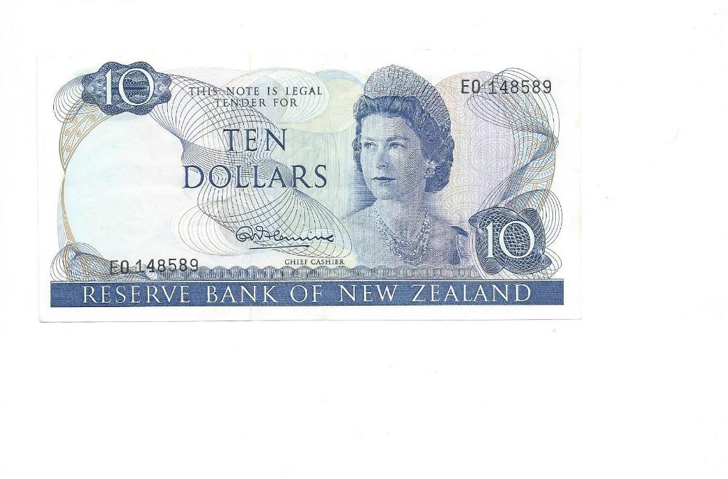 Nieuw-Zeeland, 10 Dollars ND(1967-81), XF., Timbres & Monnaies, Billets de banque | Océanie, Enlèvement ou Envoi, Billets en vrac